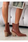Ботинки казаки женские кожаные brown 8251-28