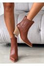 Ботинки казаки женские кожаные brown 8251-28