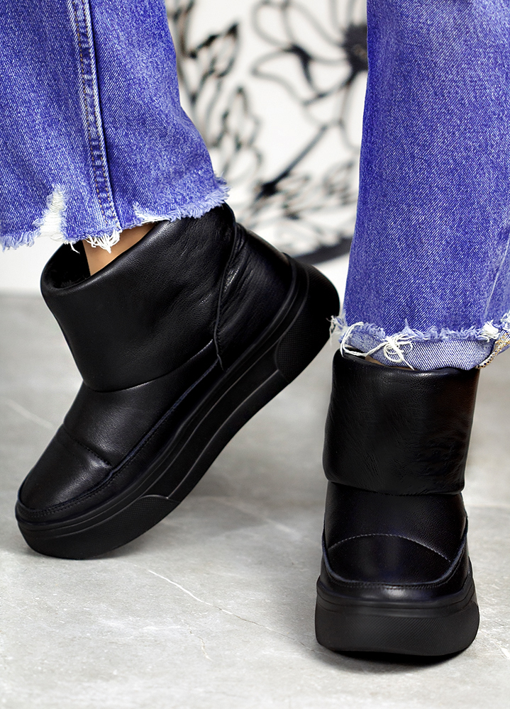 Угги женские натуральная кожа черные Abbie 8079-28