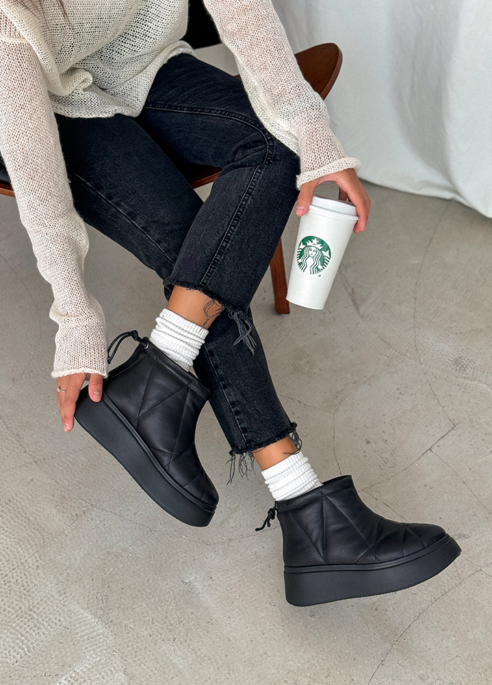 Угги женские натуральная кожа на платформе черные 8212-28