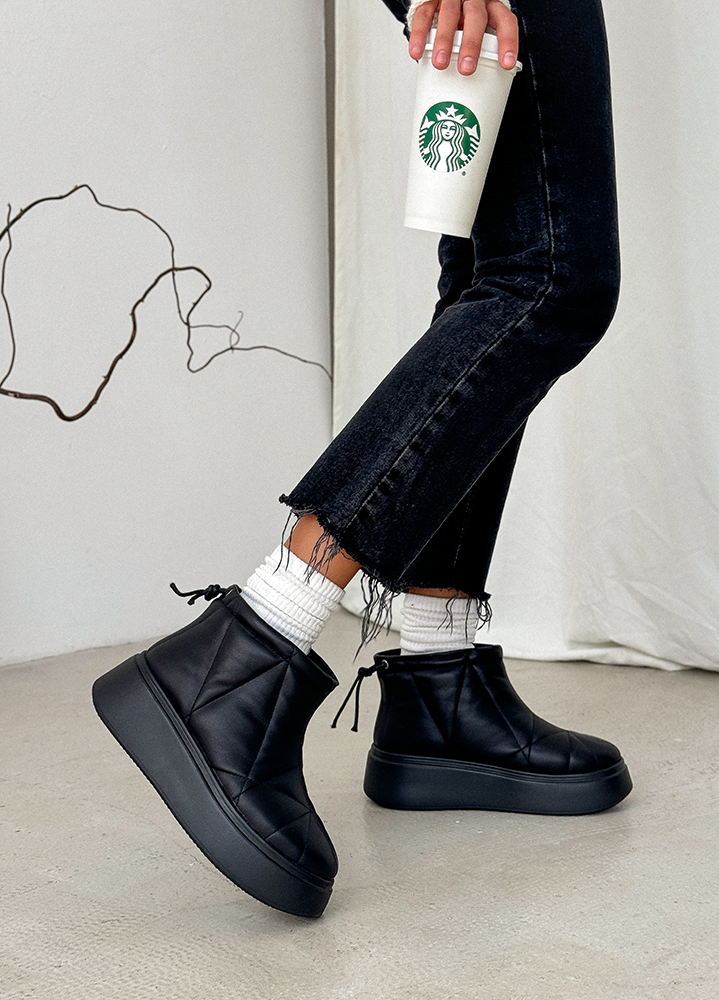 Угги женские натуральная кожа на платформе черные 8212-28