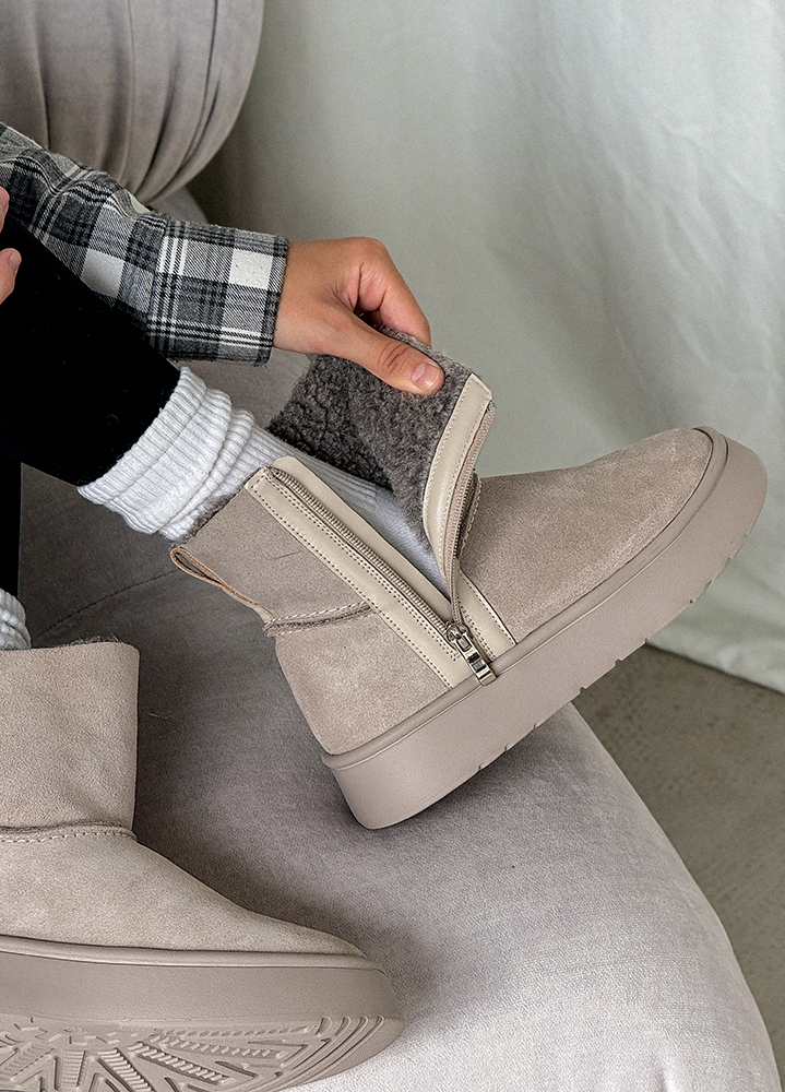 Угги женские натуральная замша серые 8247-28