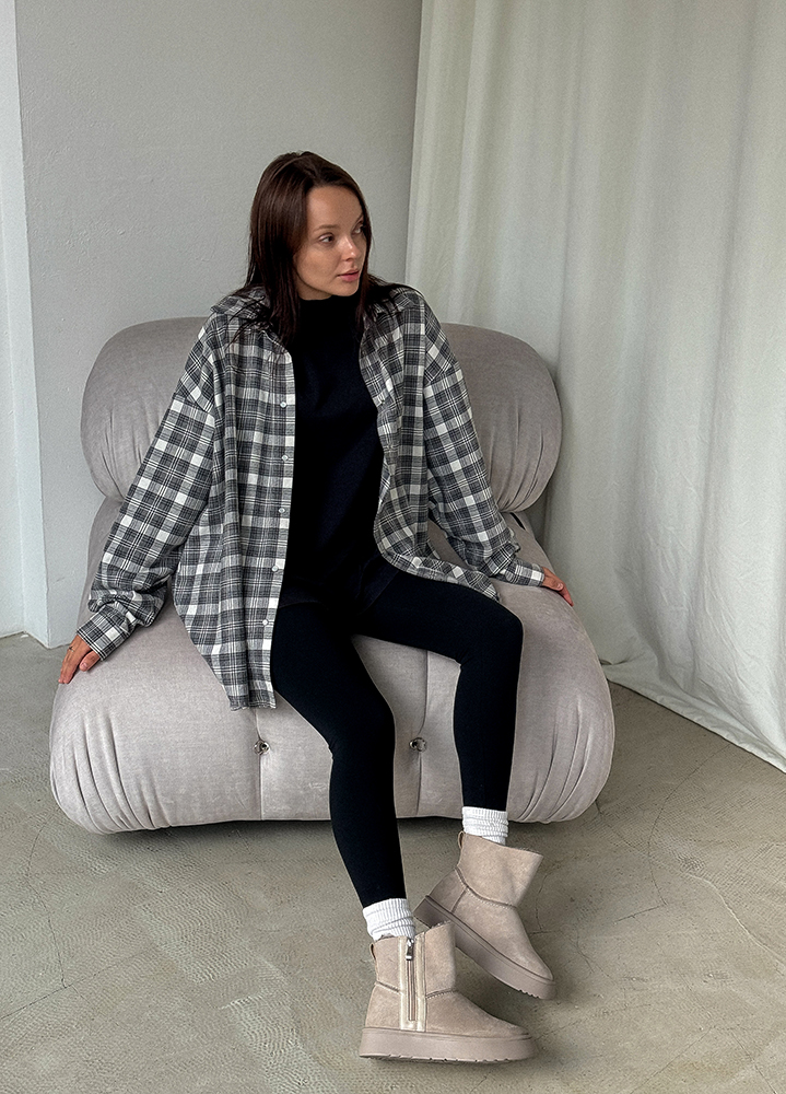 Угги женские натуральная замша серые 8247-28