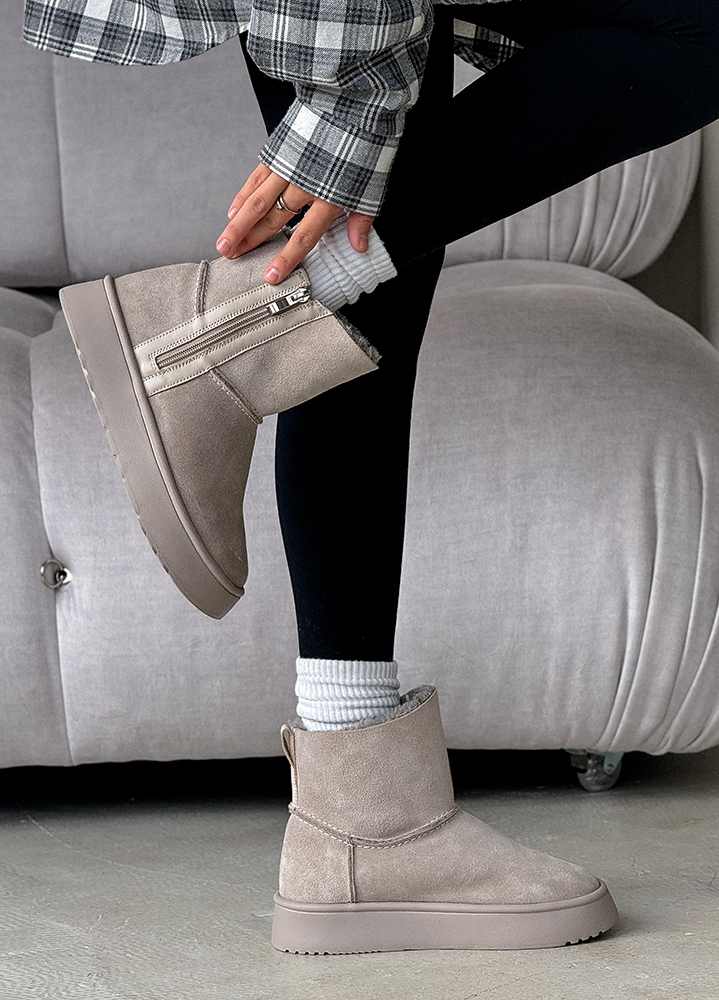 Угги женские натуральная замша серые 8247-28