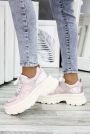 Кроссовки пудра кожа высокая подошва 7604-28