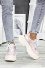 Кроссовки пудра кожа высокая подошва 7604-28