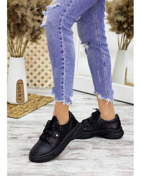 Кроссовки кожаные черные 7685-28