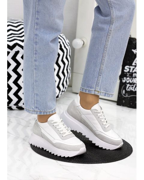 Кроссовки женские кожаные белые LOLA 7834-28