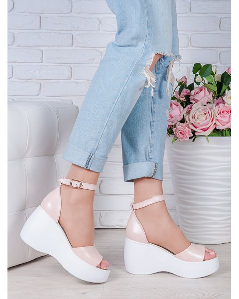 Босоножки кожаные пудра Диодора 7053-28