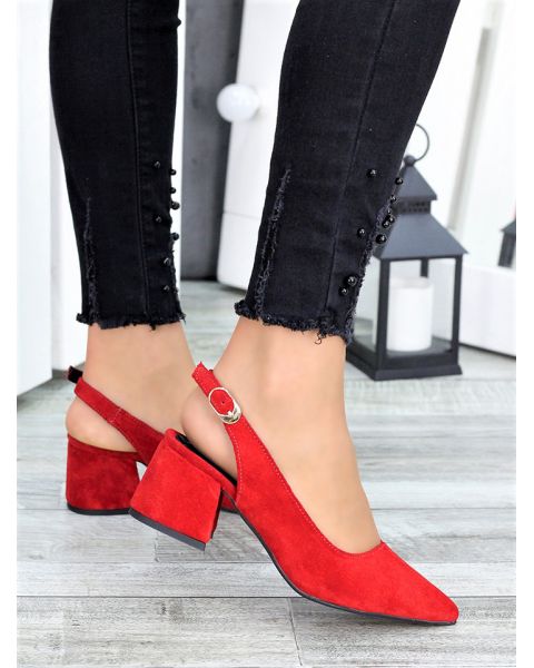 Туфли женские замшевые красные Molly 7415-28