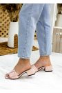 Шльопанці пудра шкіра каблук 7750-28