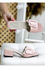 Шльопанці пудра шкіра каблук 7750-28