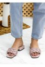 Шлепанцы пудра кожа каблук 7757-28