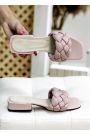 Шлепанцы пудра кожа каблук 7757-28
