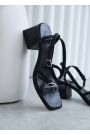 Босоножки каблук кожа черный 8433-28