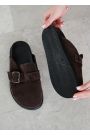 Шльопанці клоги замша brown 8465-28