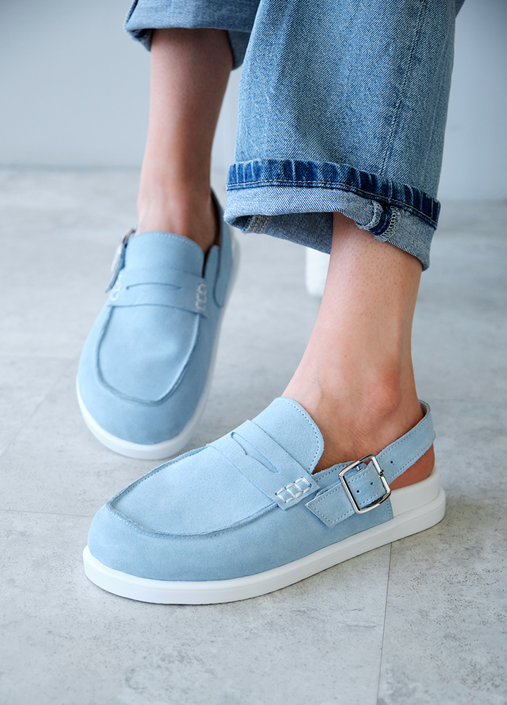 Клоги Barefoot замша голубой 8477-28