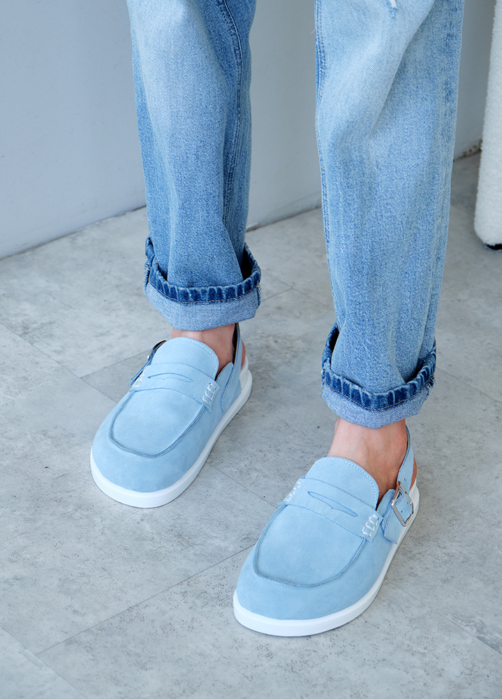 Клоги Barefoot замша голубой 8477-28