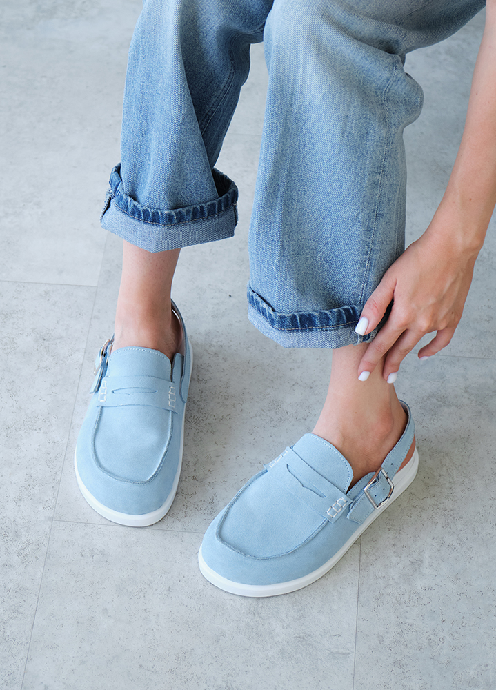 Клоги Barefoot замша голубой 8477-28