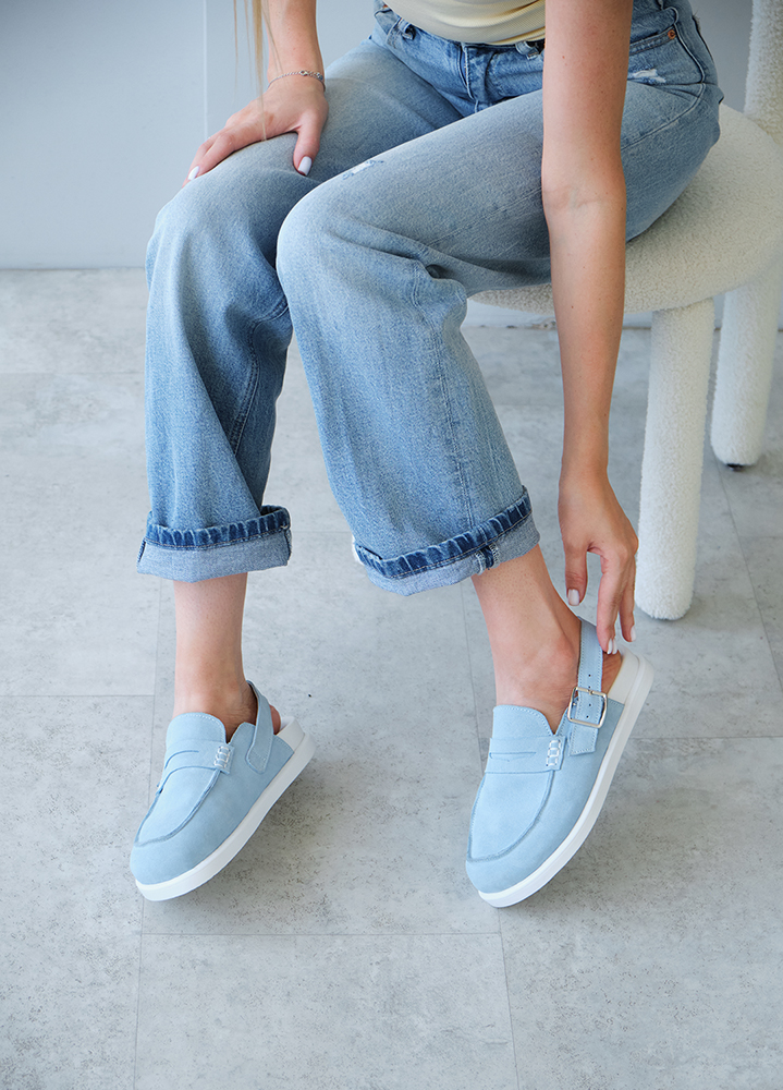 Клоги Barefoot замша голубой 8477-28