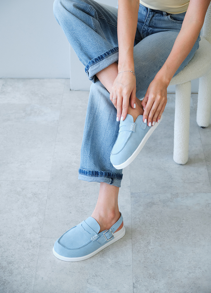 Клоги Barefoot замша голубой 8477-28