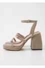 Босоножки на высоких каблуках беж замша 8603-28