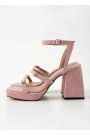 Босоножки на высоких каблуках пудра замша 8604-28