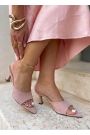 Шльопанці мюлі на маленькому підборі рожеві замша 8612-28