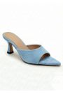 Шльопанці мюлі на маленькому підборі блакитні замша 8613-28