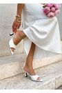 Шльопанці мюлі на маленькому підборі біла шкіра 8614-28