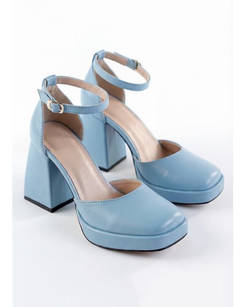 Туфли CREDO кожаные голубые на высоком каблуке 8618-28 Туфли CREDO кожаные голубые на высоком каблуке 8618-28