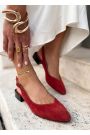 Туфлі босоніжки гострий ніс червона замша Rose 8666-28