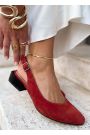 Туфлі босоніжки гострий ніс червона замша Rose 8666-28