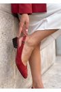 Туфлі босоніжки гострий ніс червона замша Rose 8666-28