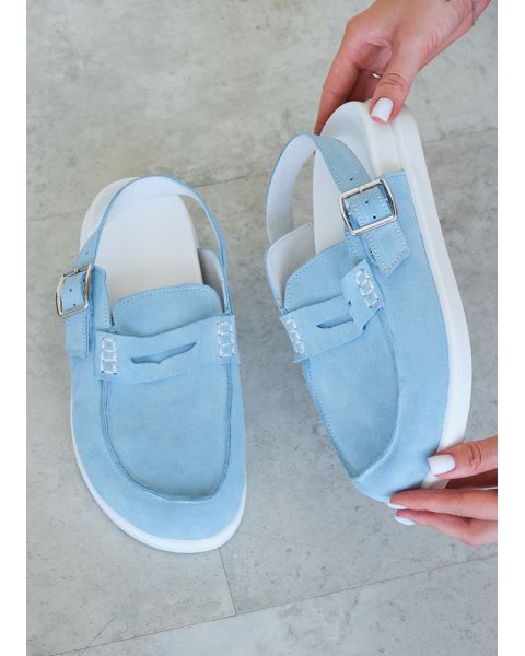 Клоги Barefoot замша блакитний 8477-28 Клоги Barefoot замша блакитний 8477-28