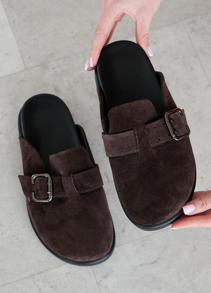 Шльопанці клоги замша brown 8465-28