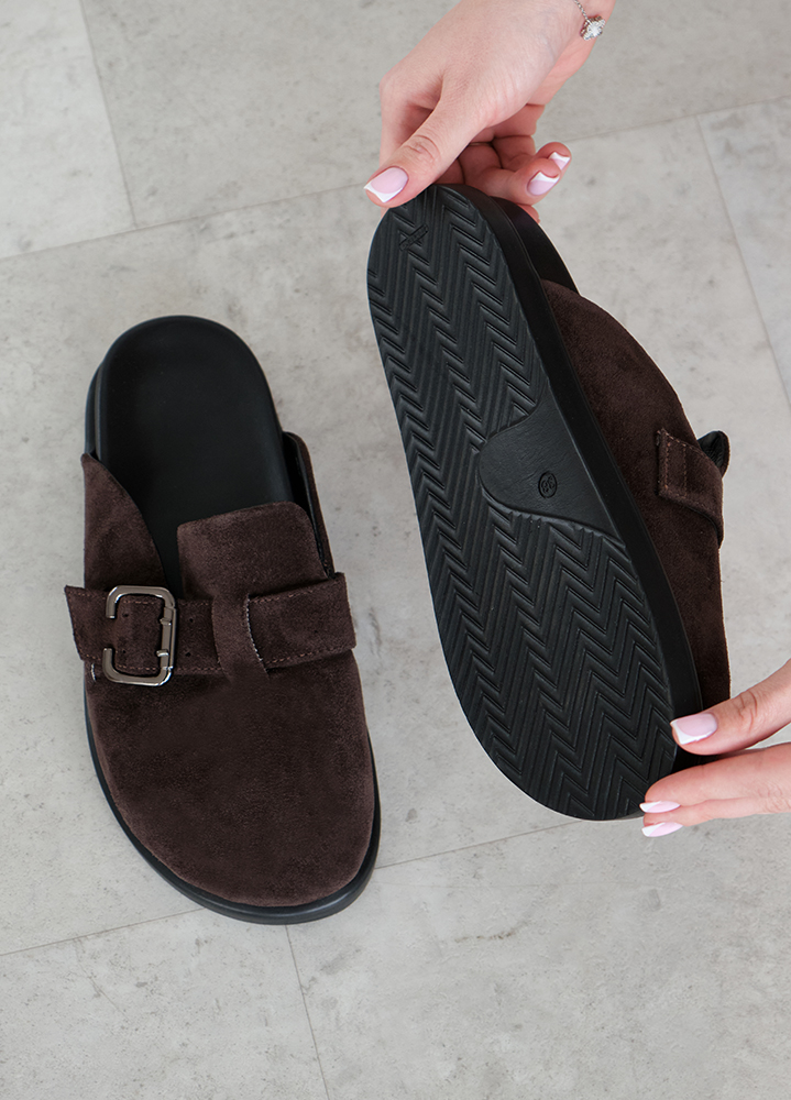 Шльопанці клоги замша brown 8465-28