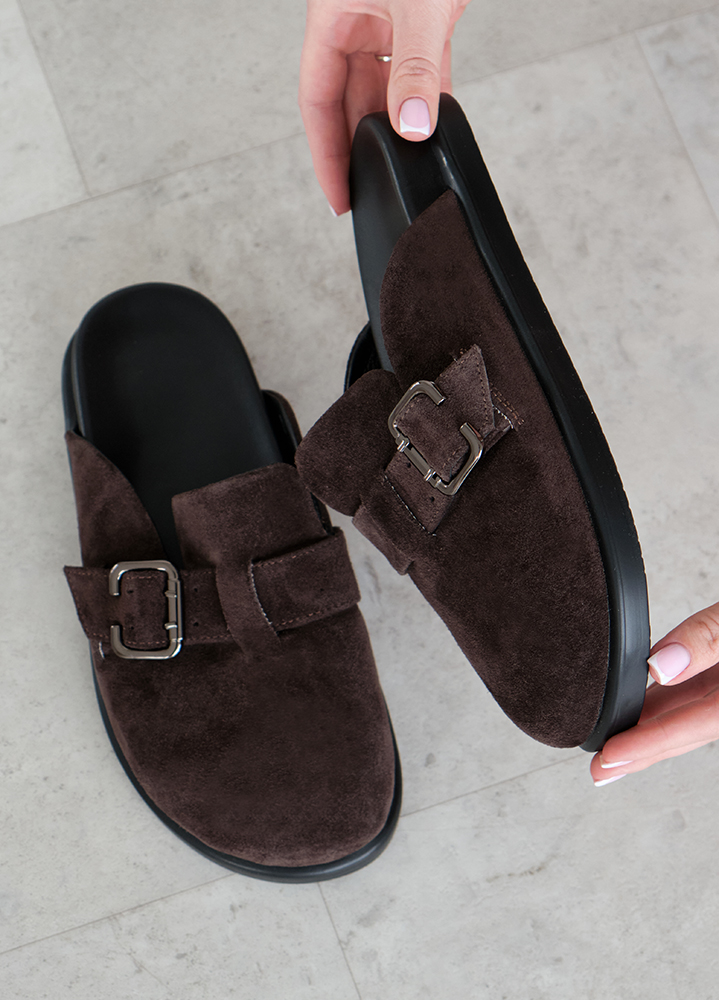 Шльопанці клоги замша brown 8465-28