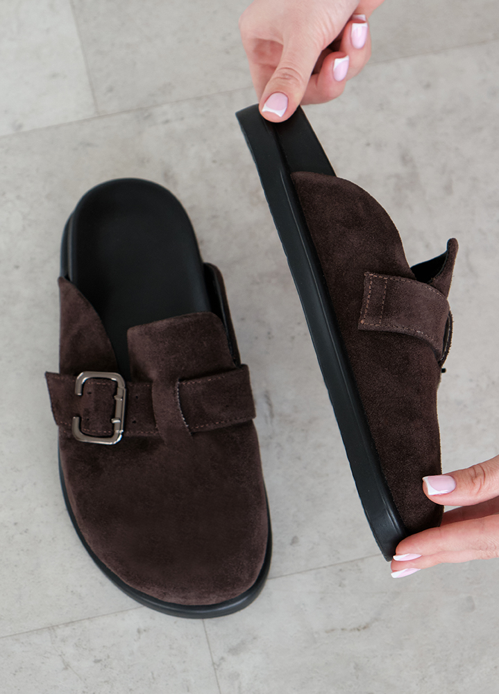 Шльопанці клоги замша brown 8465-28