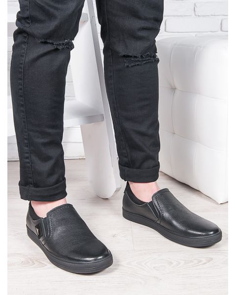 Чоловічі чорні шкіряні сліпони 6895-28