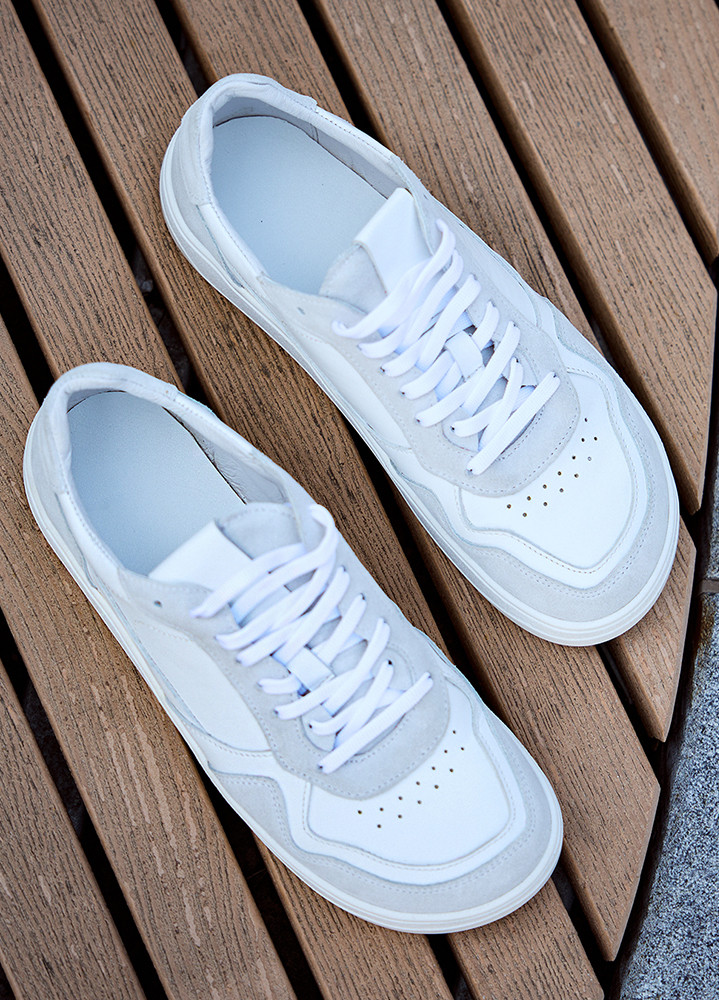 Кроссовки мужские BAREFOOT кожаные белые 8512-28