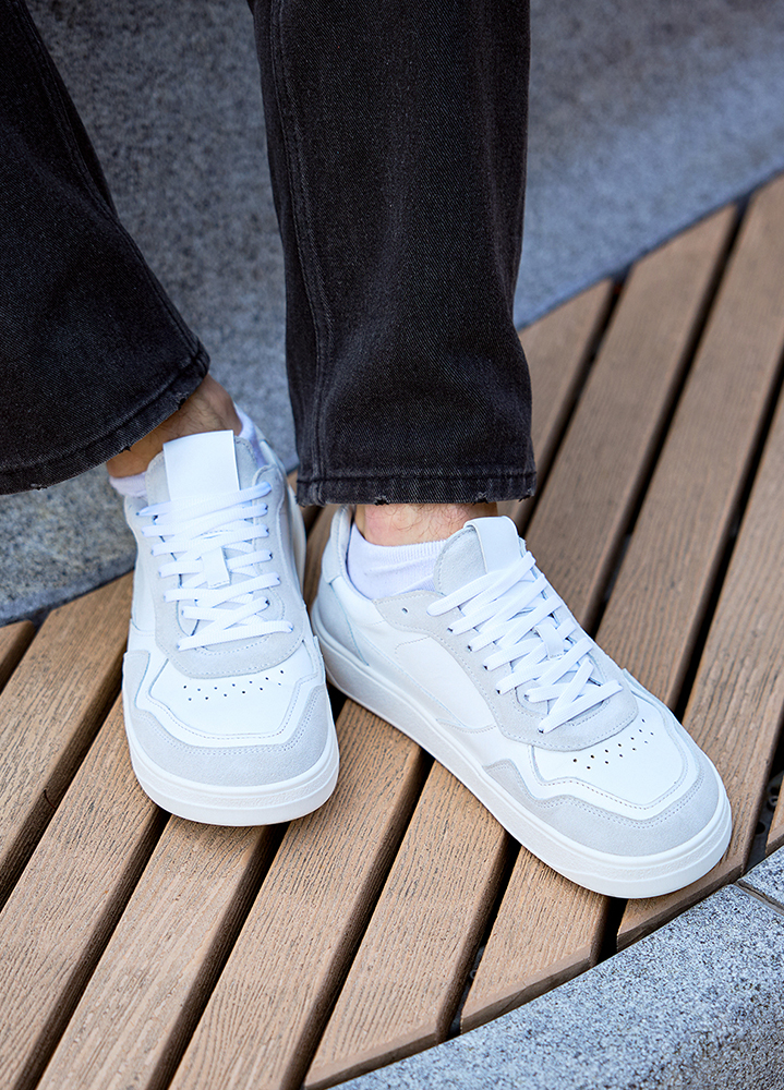 Кроссовки мужские BAREFOOT кожаные белые 8512-28