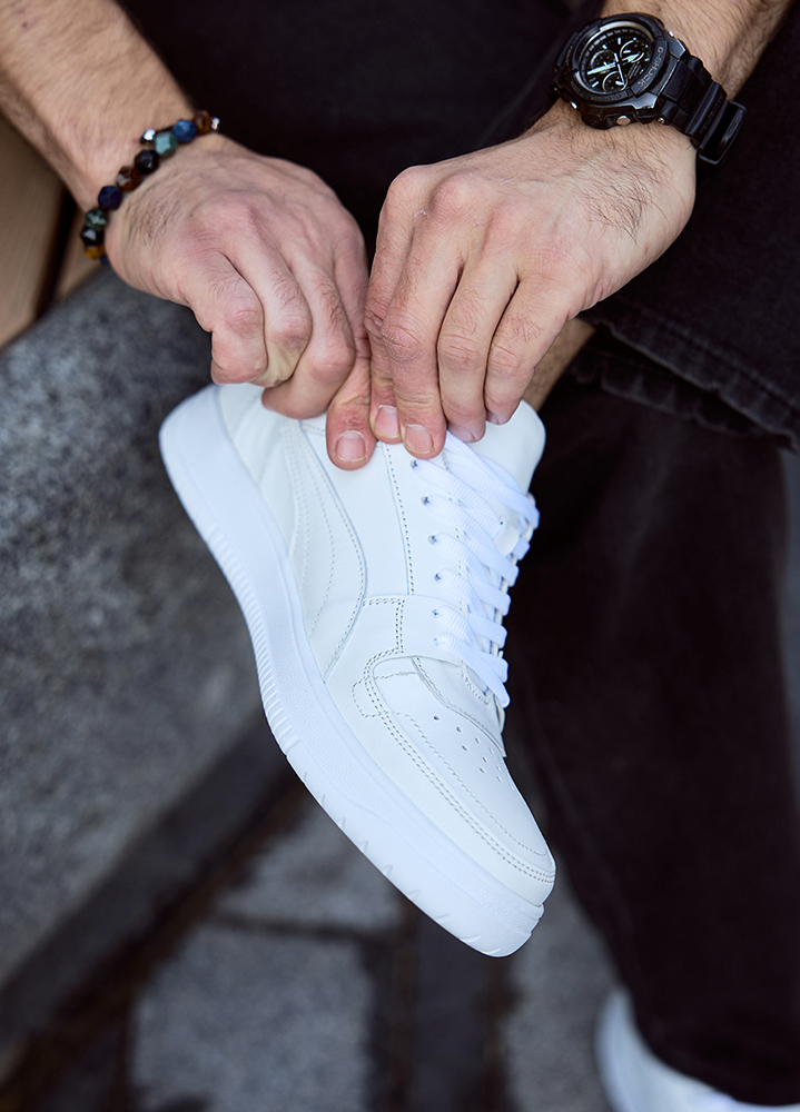 Кроссовки мужские CAVEN кожаные белые 8509-28