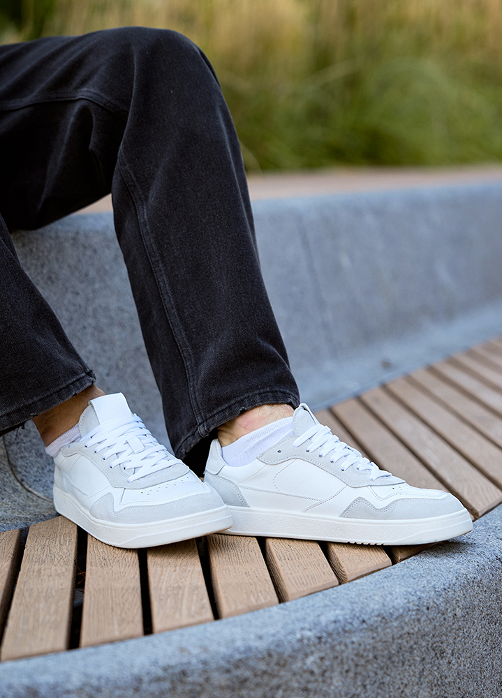 Кроссовки мужские BAREFOOT кожаные белые 8512-28