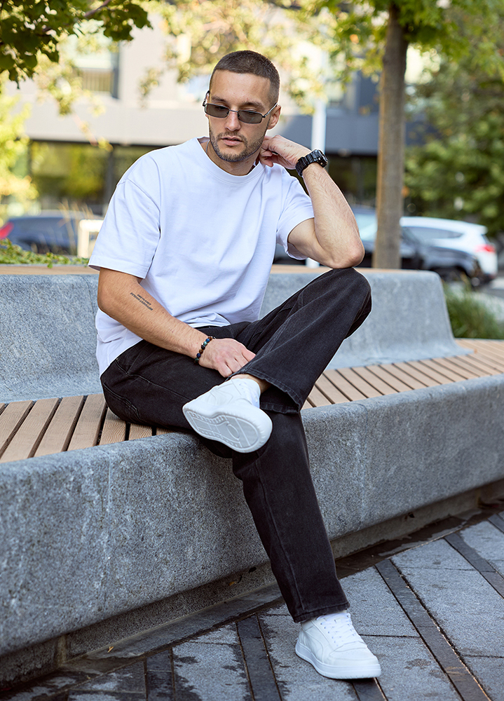 Кроссовки мужские CAVEN кожаные белые 8509-28