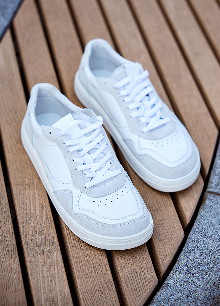 Кроссовки мужские BAREFOOT кожаные белые 8512-28