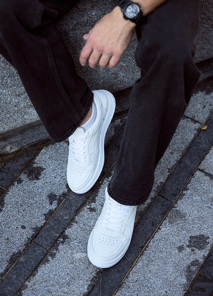 Кроссовки мужские CAVEN кожаные белые 8509-28