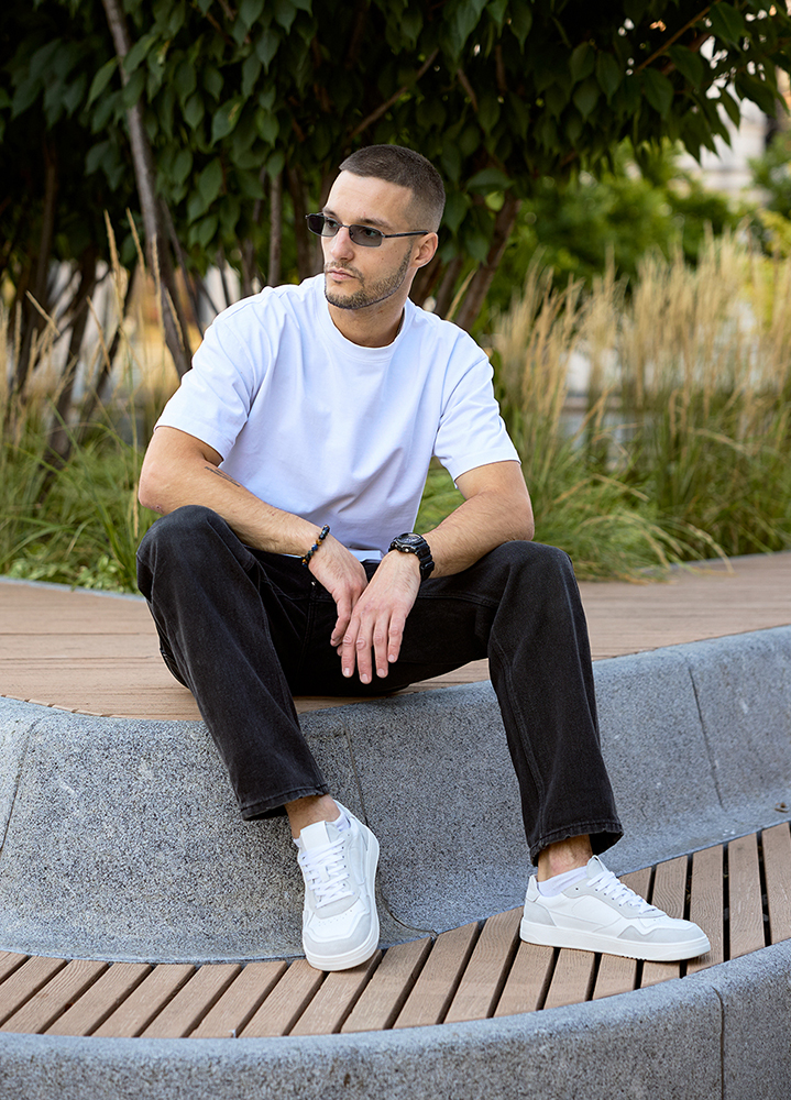 Кроссовки мужские BAREFOOT кожаные белые 8512-28