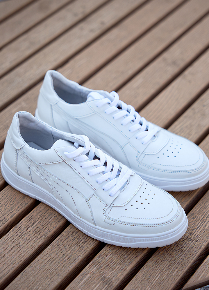 Кроссовки мужские CAVEN кожаные белые 8509-28