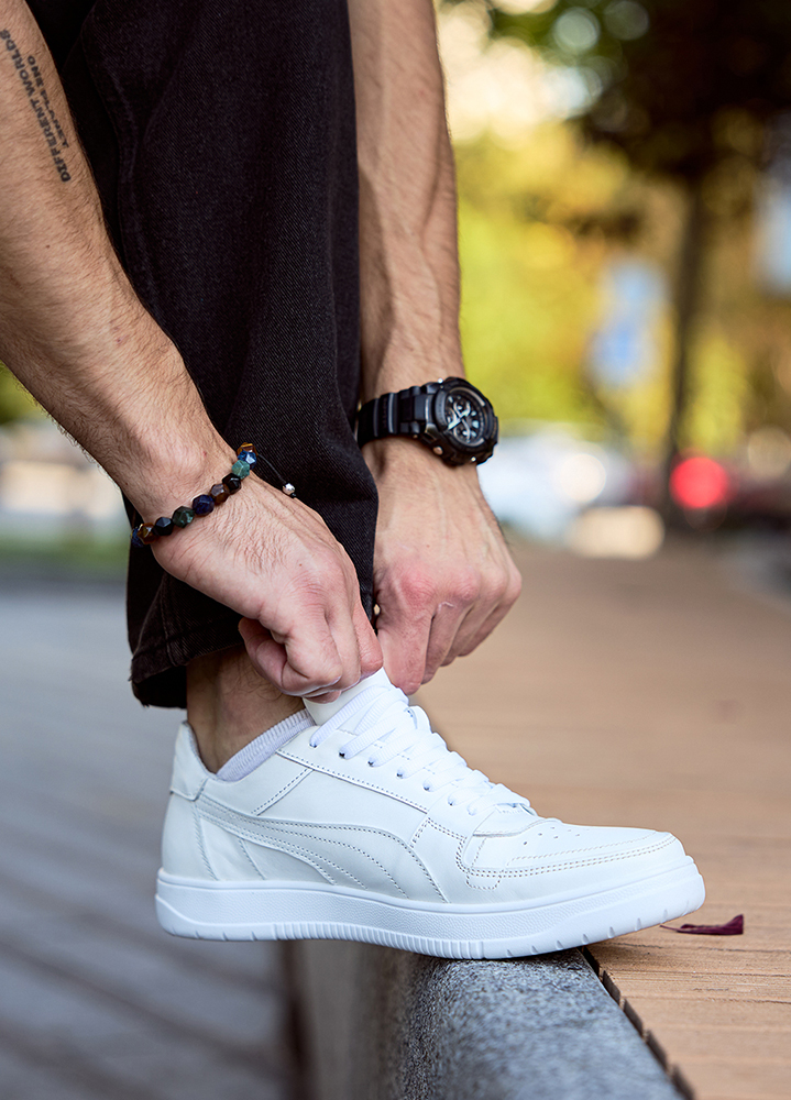 Кроссовки мужские CAVEN кожаные белые 8509-28